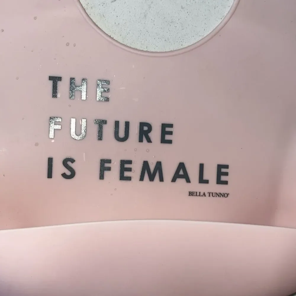 Bella Tunno The Future Is Female Pink Silicone Baby Bib Catch All Pocket